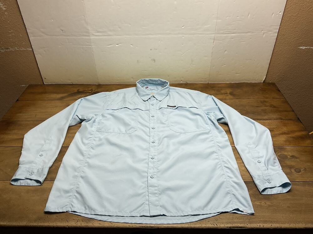 Simms Guide Series Men’s XL Blue Long Sleeve Button-Front Fishing Shirt FLAWS